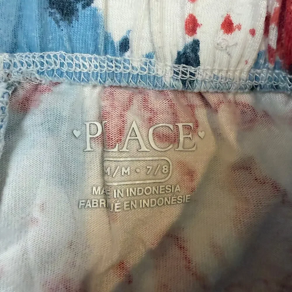 The Children's Place Tie Dye Pull On Shorts Blue Red Girls M Medium 7 8